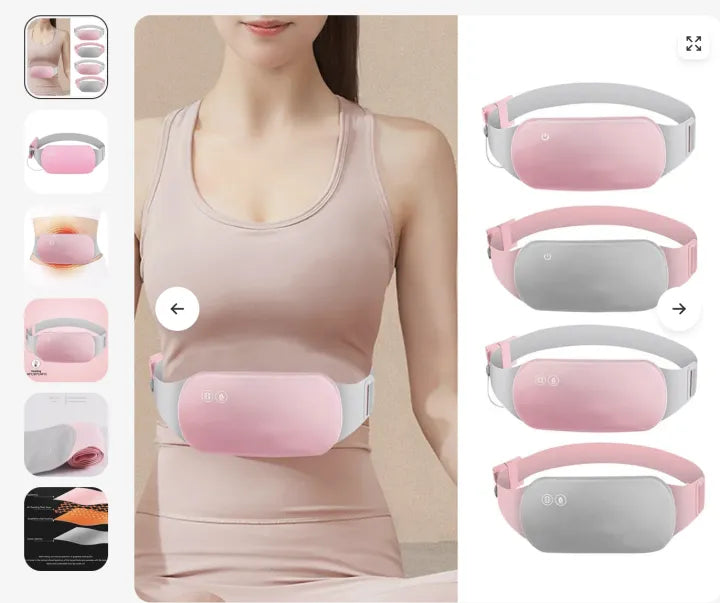 PERIOD CRAMP RELIEF BELT -Portable Menstrual Heating Pad, Heated Belly Belt for Menstrual Cramp Relief with 4 Heat Levels and 3 Modes, Electric Belt Massage for Women and Girls - Period Pain Electric Warming Belt Massager for Women-Massager